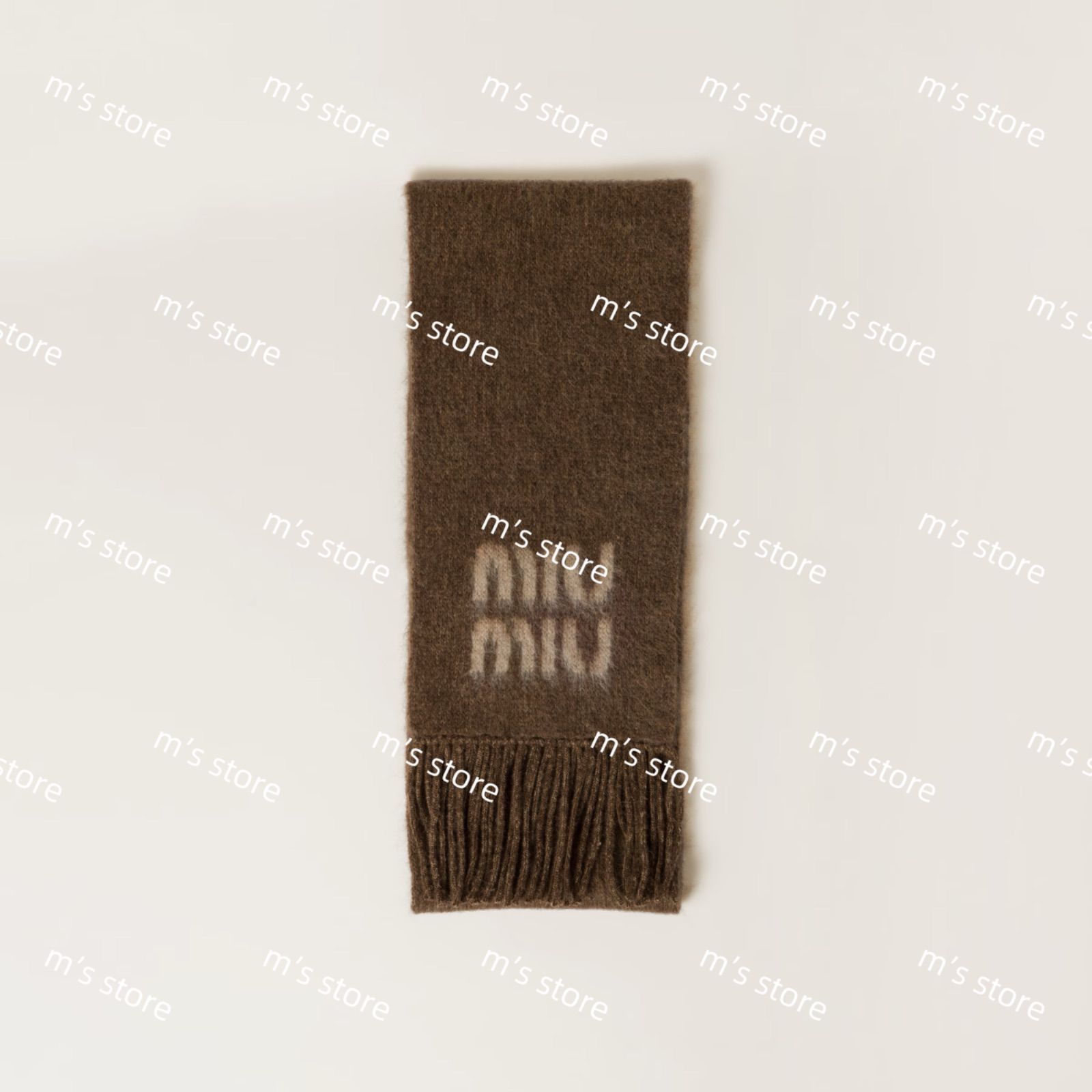 miumiu ミュウミュウ ウール モヘア スカーフ マフラー ブラウン