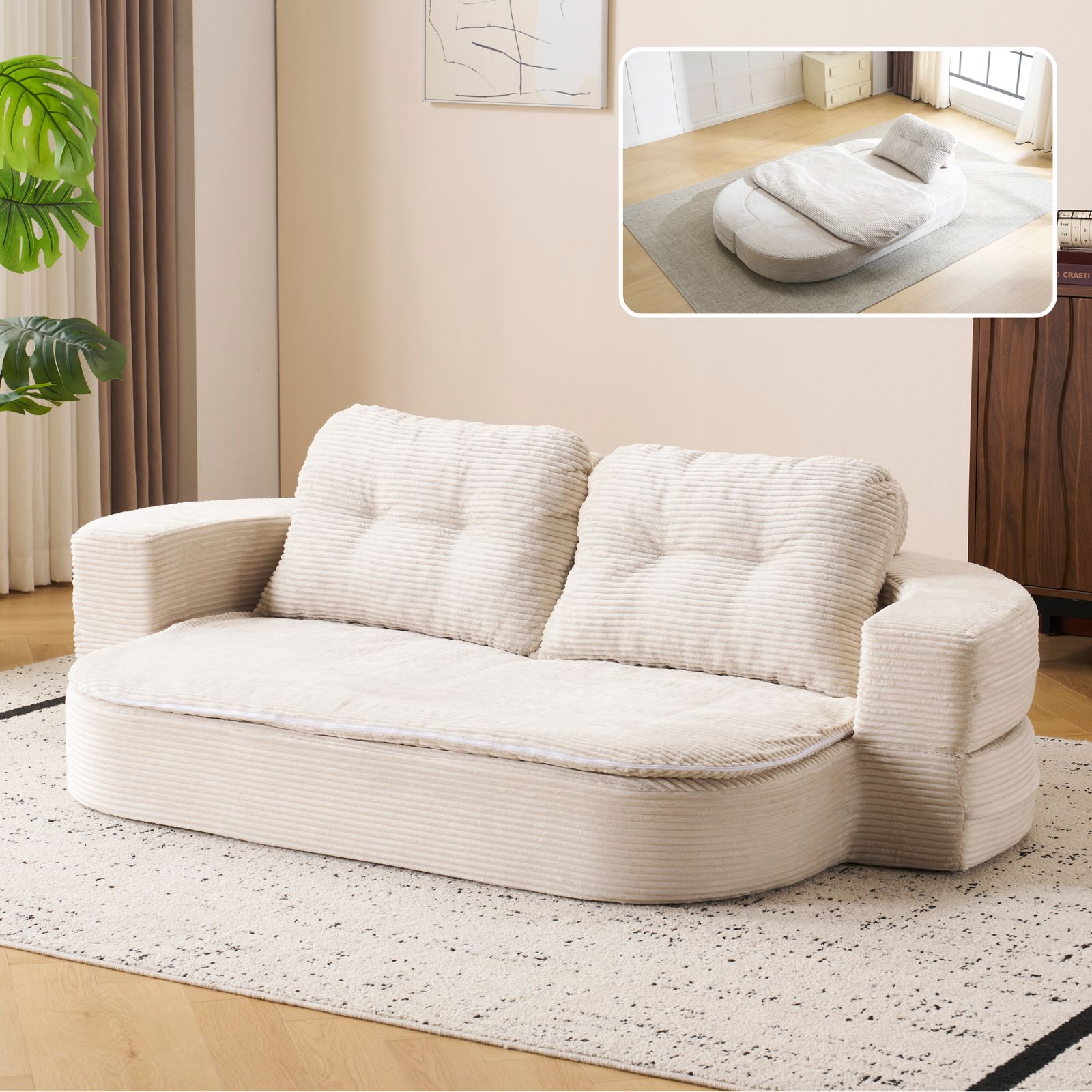 ソファベッド 組立て不要 フロアソファ ローソファ 二人掛け