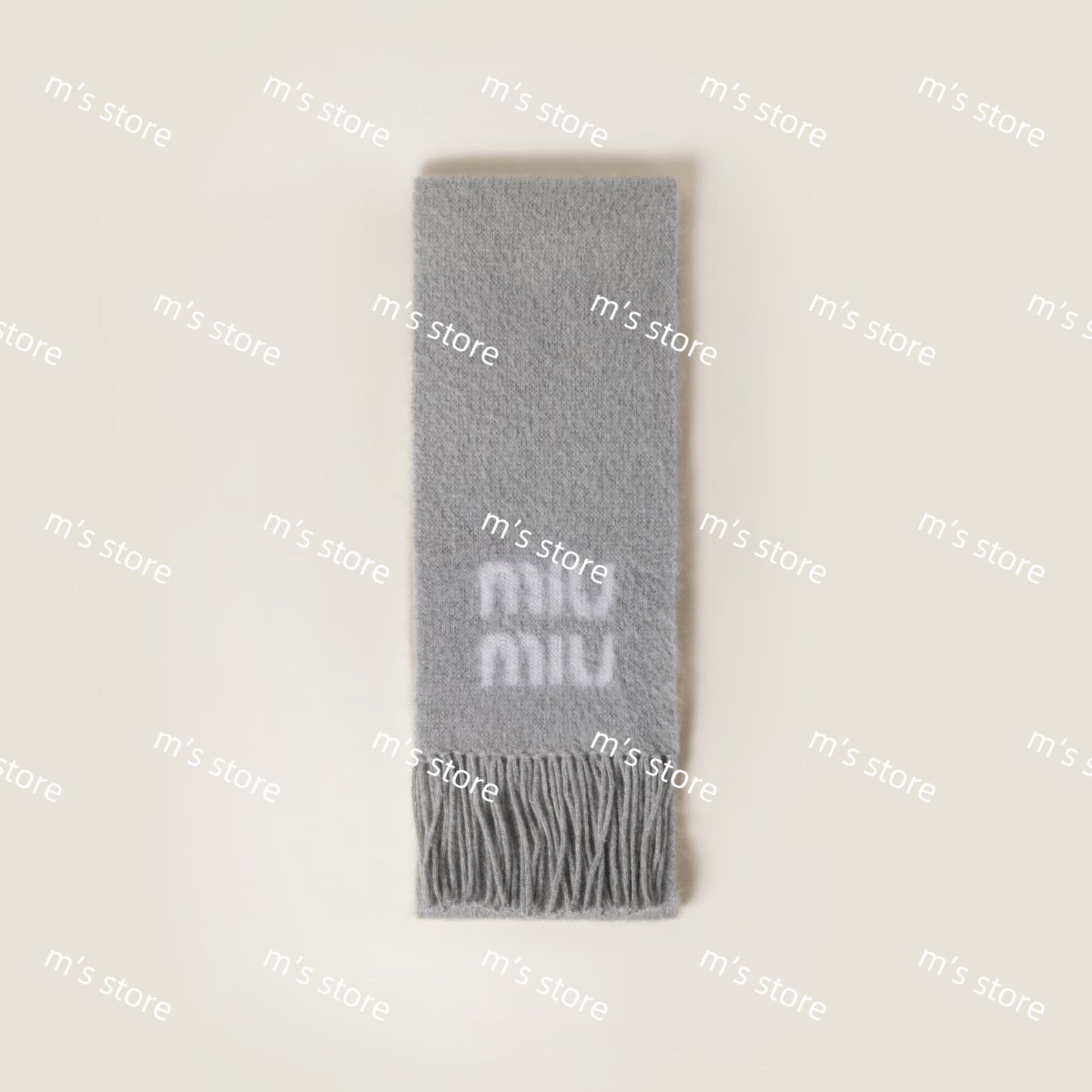 miumiu ミュウミュウ ウール モヘア スカーフ マフラー グレー