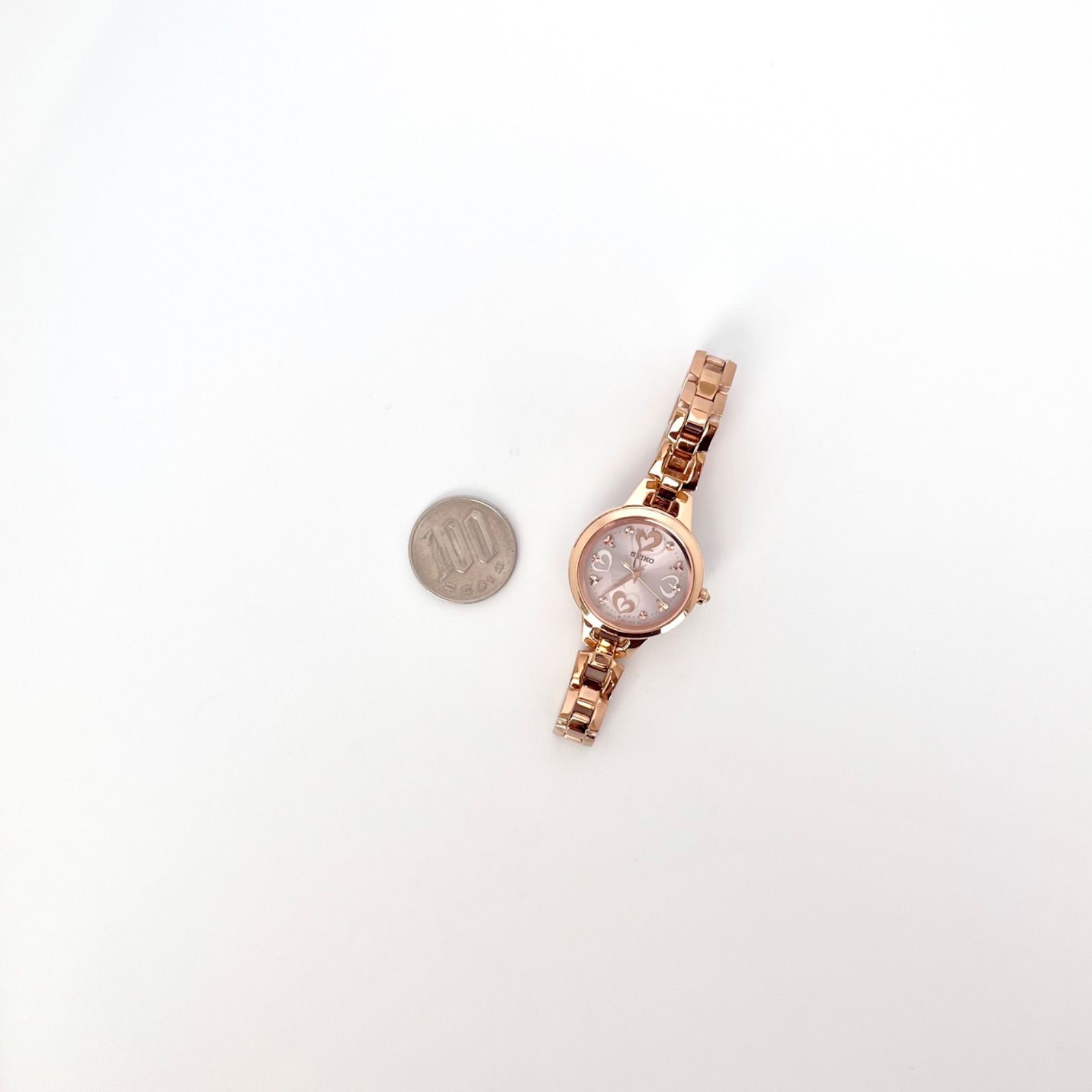  セイコー レディース 腕時計 稼働 電波ソーラー 磨き済み SEIKO ゴールド 金属ベルト 時計