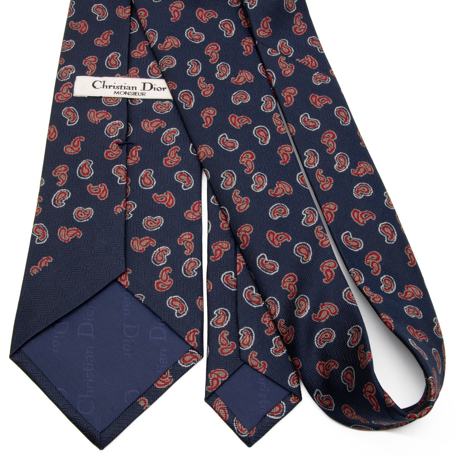 Dior ディオール　ネクタイ　紺　トロッター　ジャガード 美品】Dior ディオール ネクタイ 紺 トロッター ジャガード