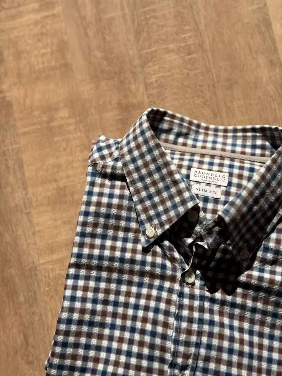 BRUNELLO CUCINELLI ブルネロクチネリ スリムフィット シャツ チェック柄 XL