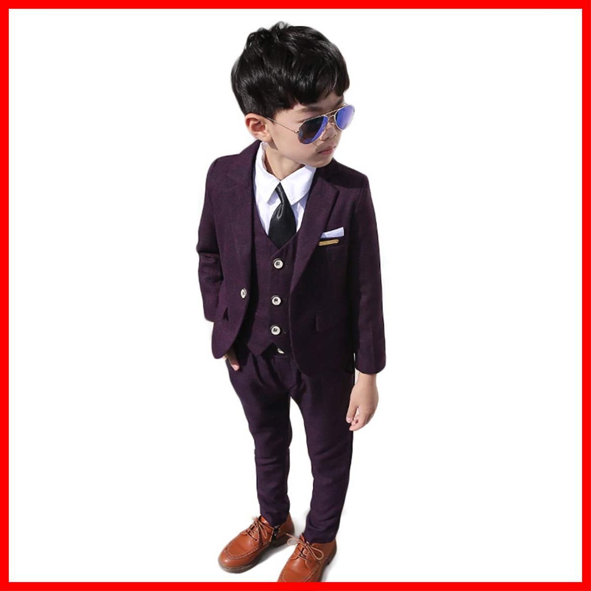 在庫 シャツ パンツ ジャケット ネクタイ セットアップ ベスト 小学生 チェック柄 フォーマルスーツ 紳士服 タキシードキッズ 5点セット 七五三 男の子 入学式 スーツ RongFa 入園式