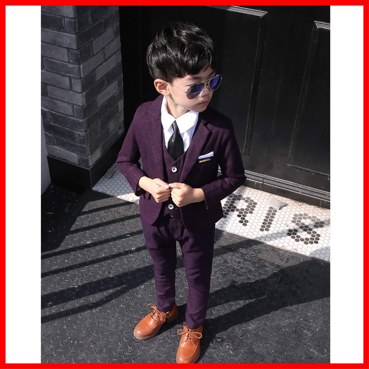 在庫 シャツ パンツ ジャケット ネクタイ セットアップ ベスト 小学生 チェック柄 フォーマルスーツ 紳士服 タキシードキッズ 5点セット 七五三 男の子 入学式 スーツ RongFa 入園式