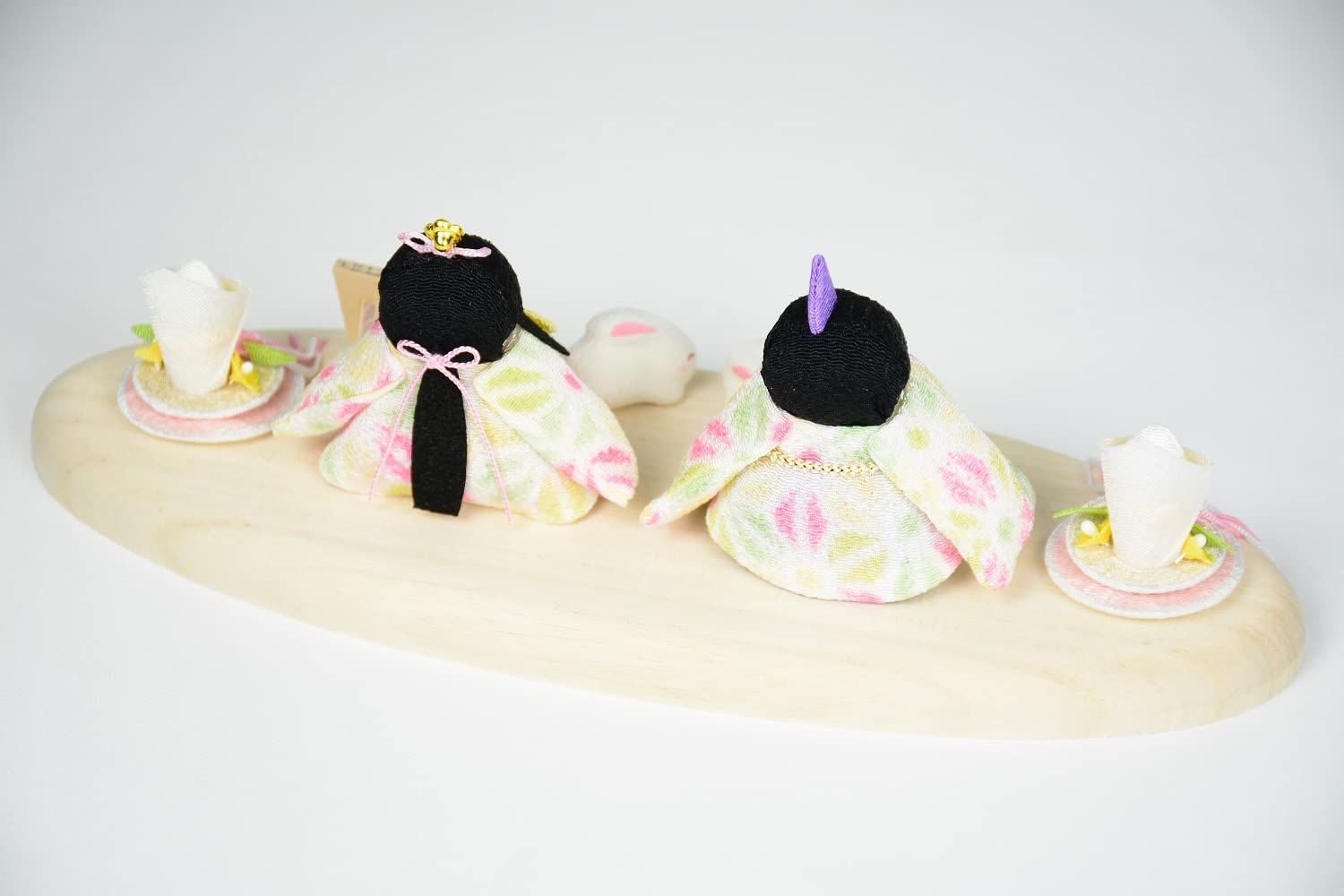  雛人形 龍虎堂 リュウコドウ オリジナルうさぎ飾り付 ぽてりひな2人 麻の葉 コンパクト親王飾り ちりめん雛人形 小さい ミニ ひな人形 木製台飾り1 889 その他 おもちゃ