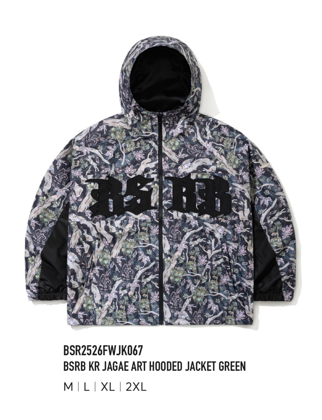 25-26 BSRABBIT JK067 BSRB KR JAGAE ART HOODED JACKET GREEN