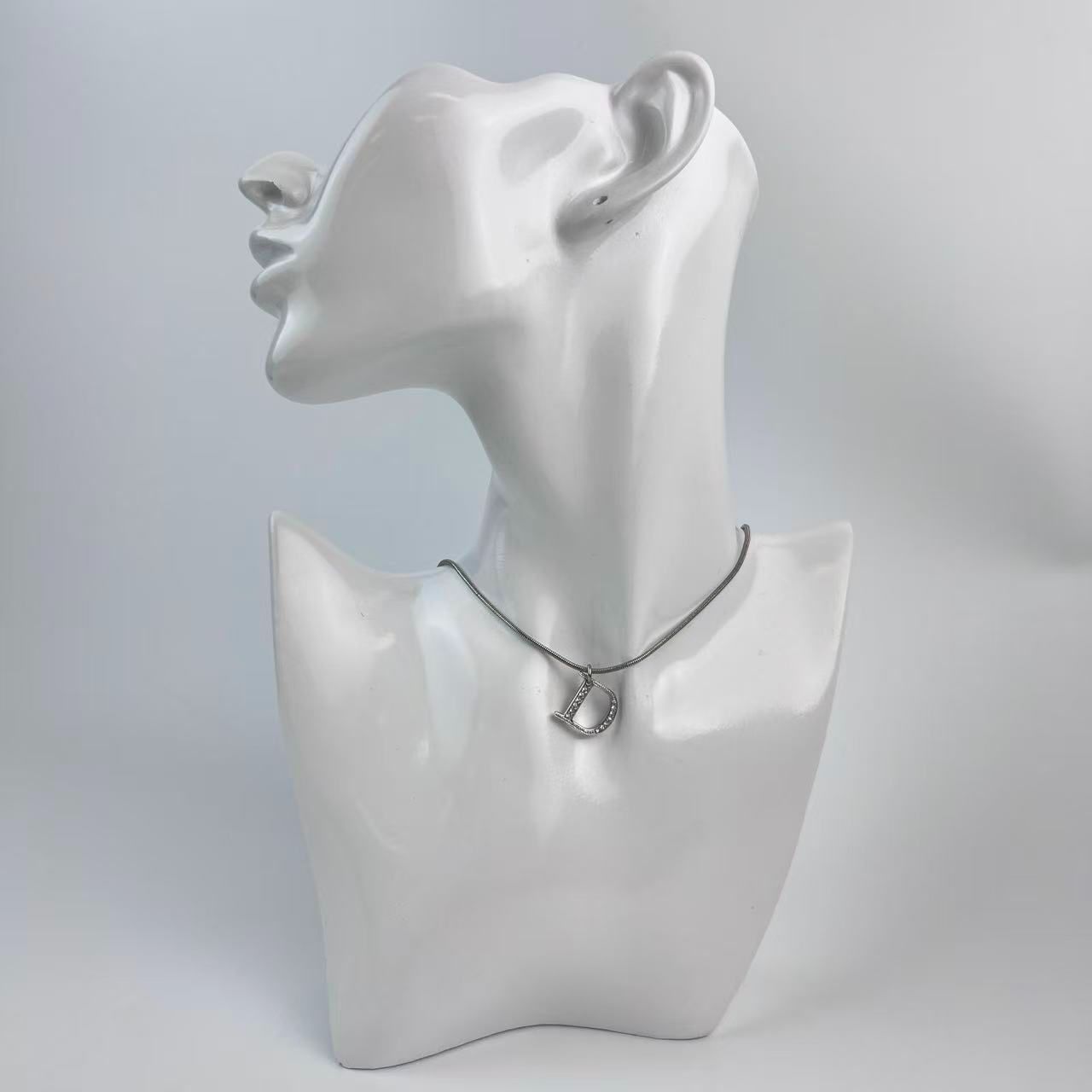 【】Christian Dior クリスチャンディオール Dロゴ アクセサリー ネックレス ペンダント シルバー ヴィンテージ レディース【美品】HIBUOCHI VINTAGE