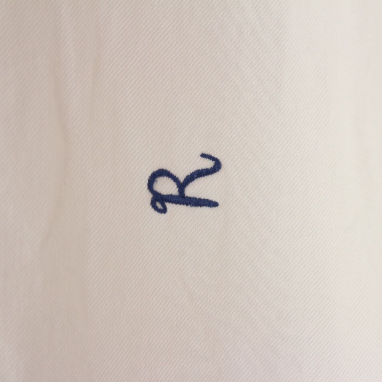 【現行タグ】45R バンドカラーグーグーシャツ Lサイズ R刺繡 白色 45r バンドカラー プルオーバー ロング丈シャツ R刺繍 日本製 白 1 （w