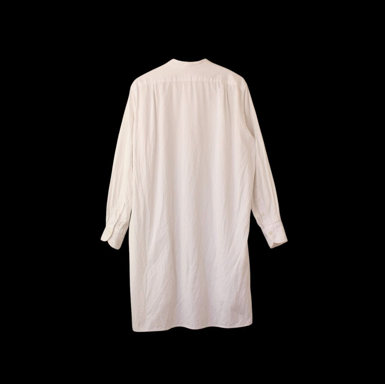 45r バンドカラー プルオーバー ロング丈シャツ R刺繍 日本製 白 1 （w