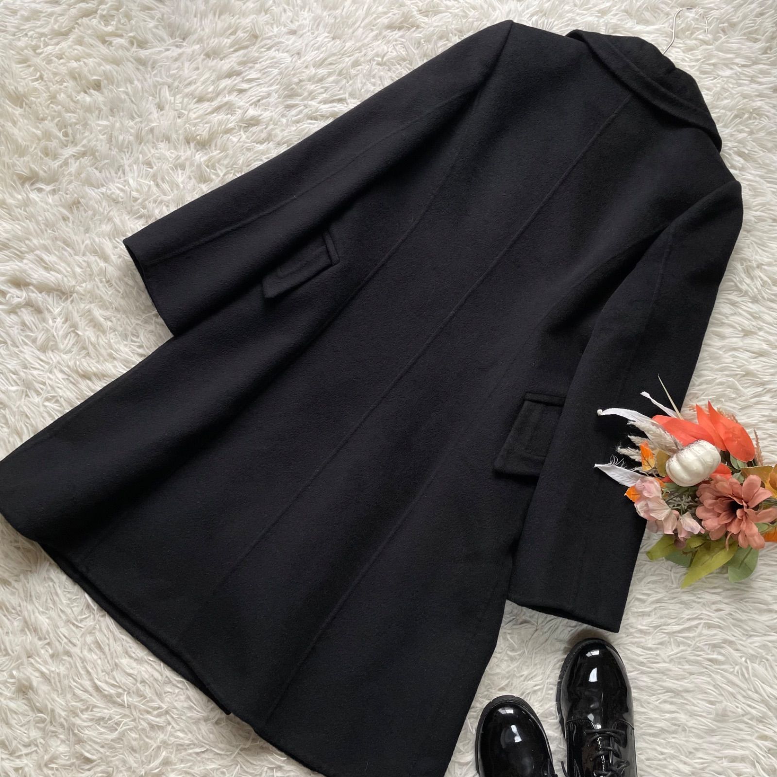 極美品 バーバリーロンドン コート アンゴラ カシミヤ ウール サイズ175 黒 極美品 バーバリーロンドン コート アンゴラ カシミヤ ウール サイズ175 黒