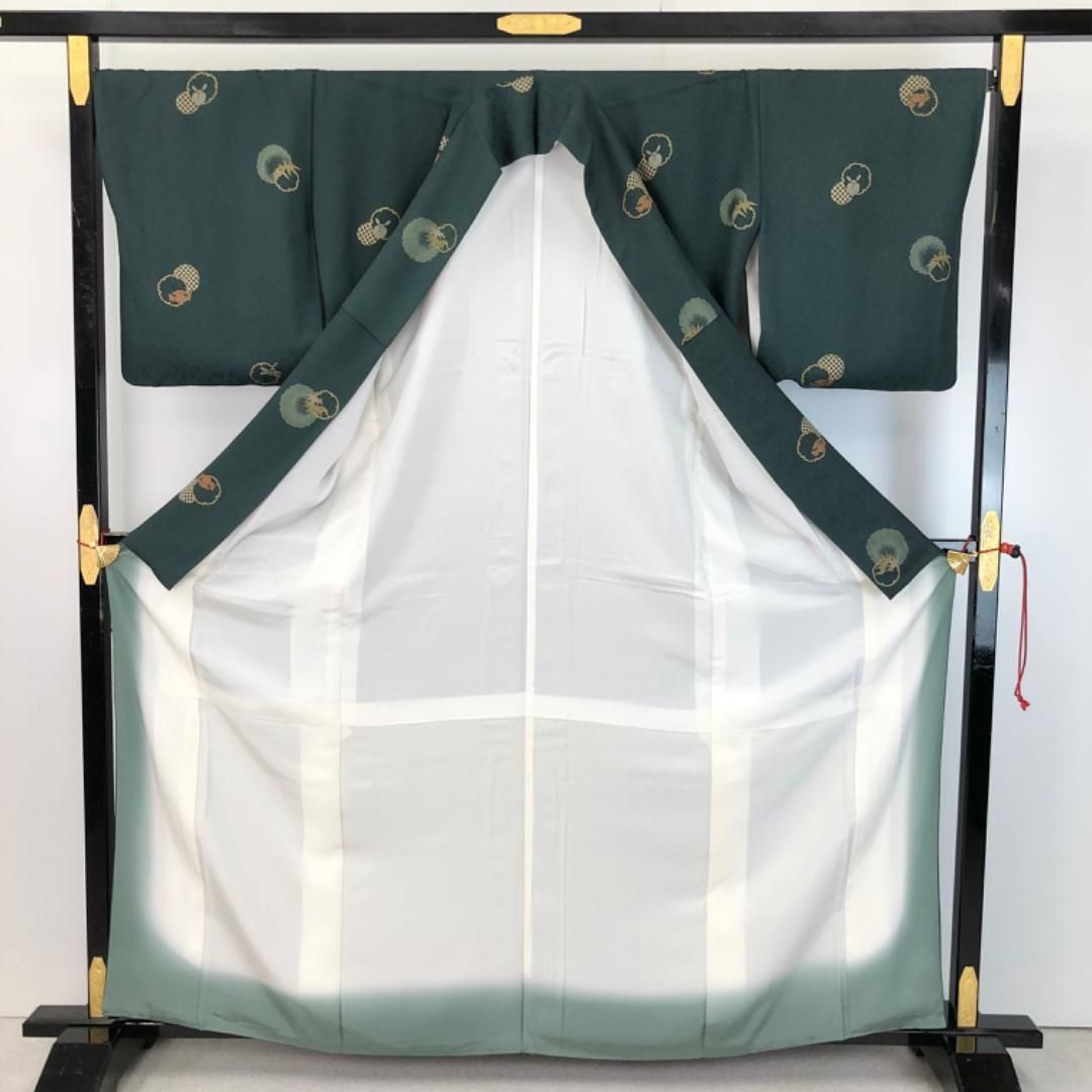 小紋 コシノアヤコ 雪輪にふくら雀 蜻蛉 蟹 兎 鉄色 縮緬 K-5514