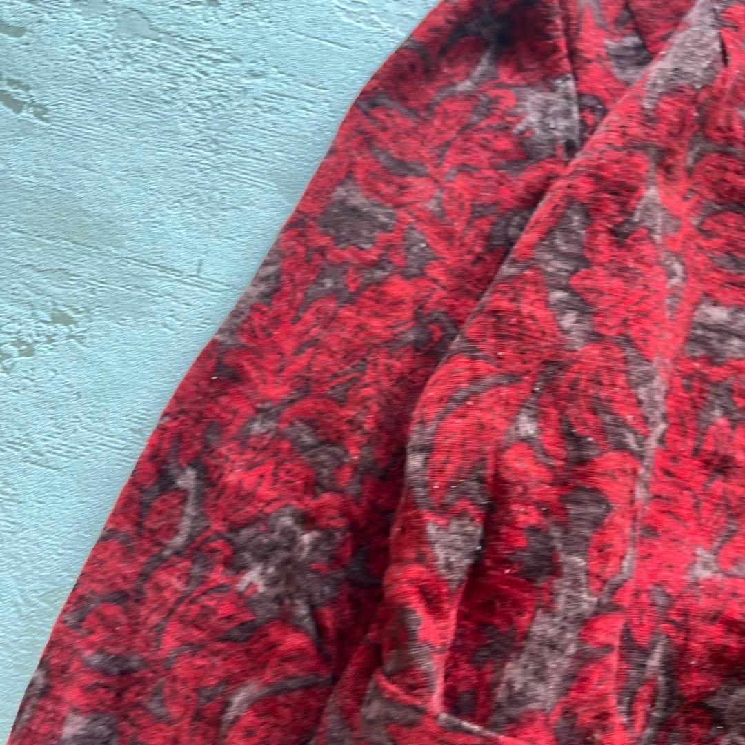  昭和レトロ 赤ブラウン花柄ワンピース｜ウール混ベルト付きクラシカルドレス 長袖 七分袖 その他