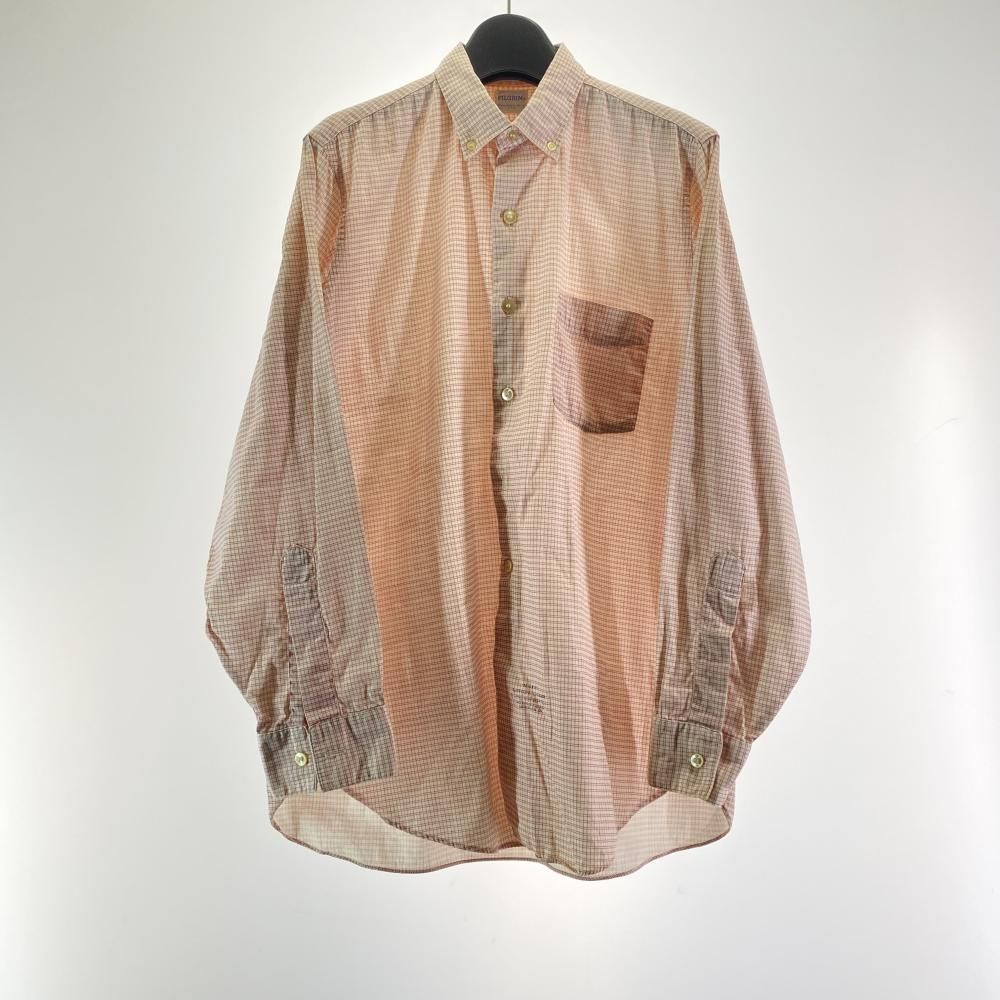 60 s PILGRIM BDギンガムチェック長袖シャツ サイズ15 マチ付き レッド ホワイト ピルグリム 17