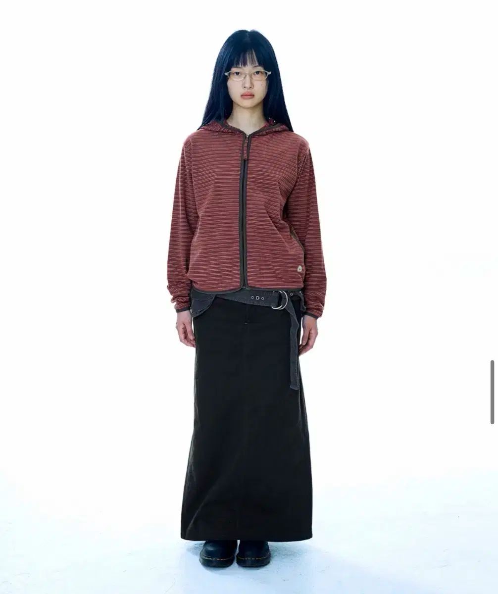 コ イセイオ STRIPE FLEECE HOOD ZIP-UP RED