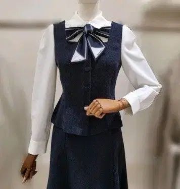 ケネスレディー キューブネックタイネックシャツ スカート セット