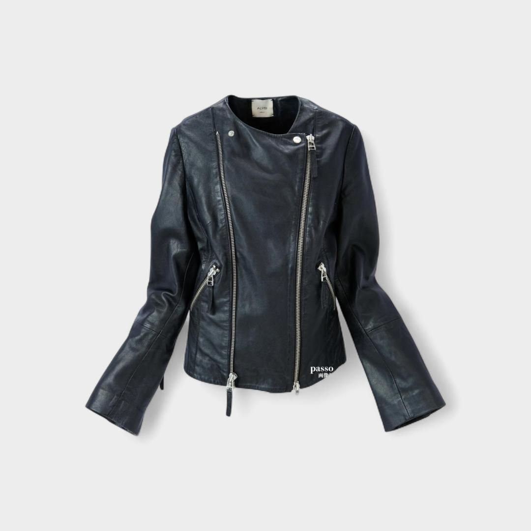 ✨良品✨ALYSI アリジ 上質 ラムレザー ライダース ダブル アウター 黒