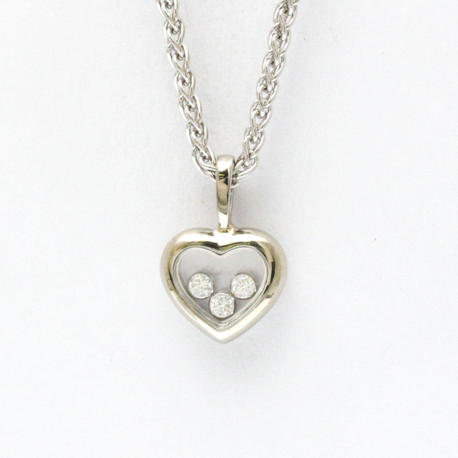 ショパール Chopard K18ホワイトゴールド K18WG ダイヤモンド メンズ レディース ファッション ペンダントネックレス シルバー ハッピーダイヤモンド ハート ネックレス79 4611