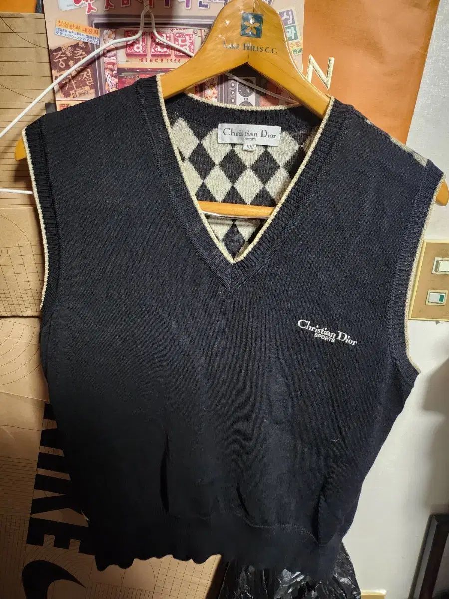 クリスチャン ディオール アーガイル ニット ベスト ヴィンテージ ほつれ箇所あり 目立たない レトロ