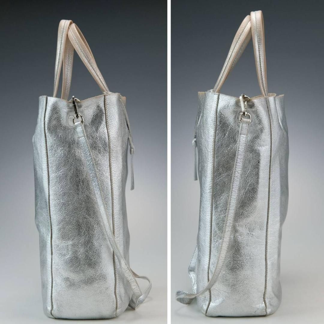 希少✨マルコマージ 2WAY トートバッグ シルバー メタリック レザー A4