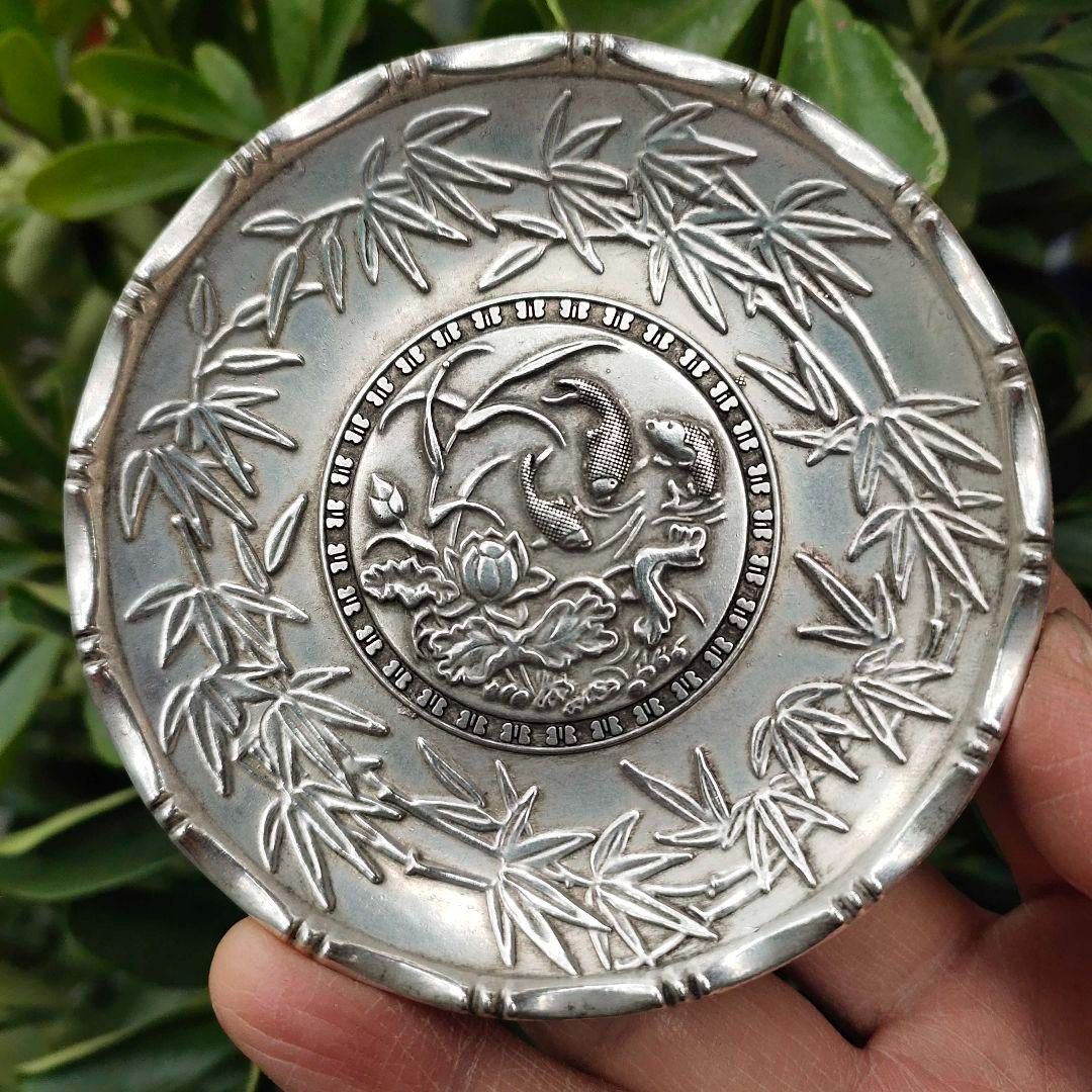 魚戯蓮花皿 竹節皿 コースター 茶道工芸 置物 銅製品 - メルカリ