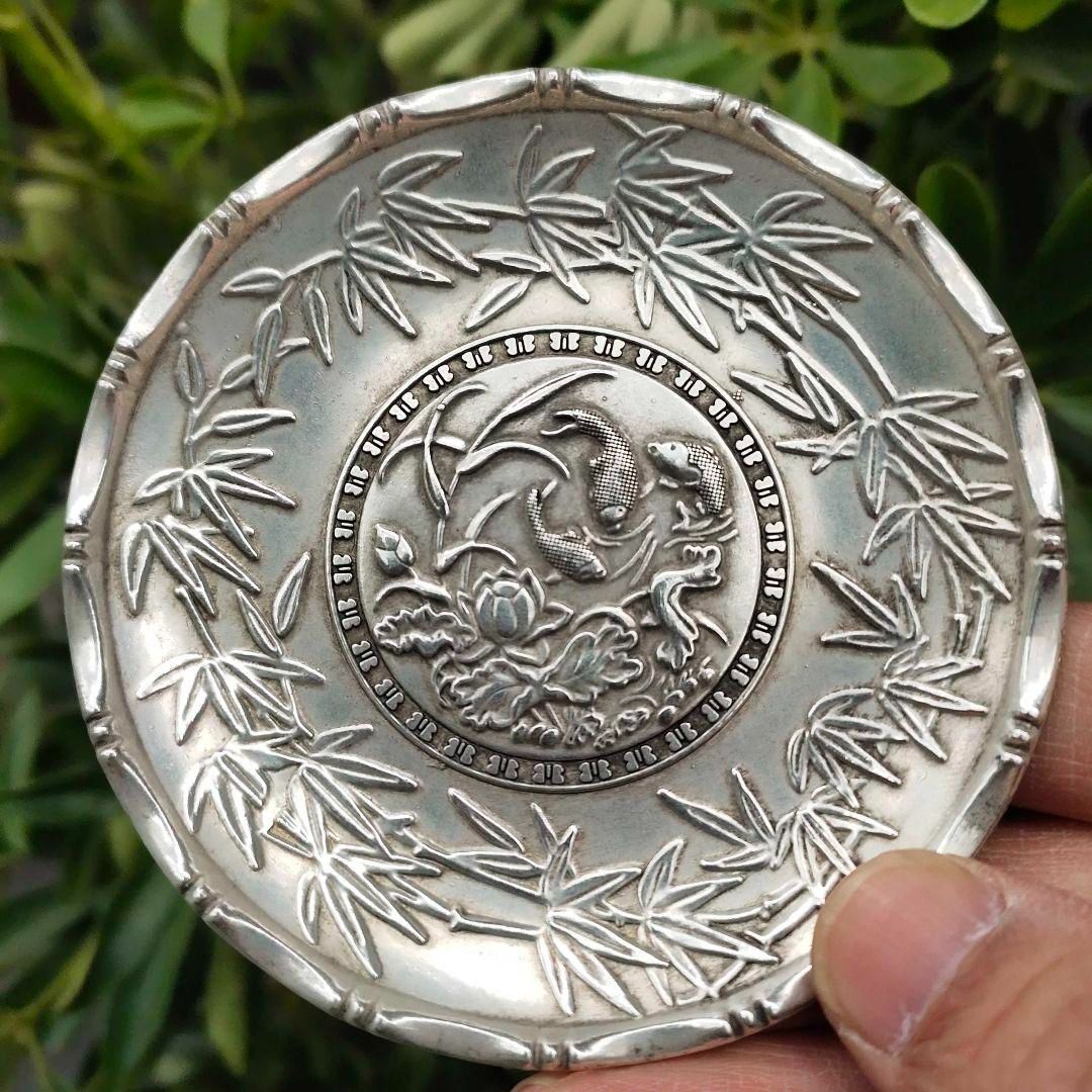 茶道具　銅地　鍍銀　小皿　置物 楽天市場】純銀細工 一東斎造 手作り 木摘蓋 古美術品銀瓶 湯沸 貴石