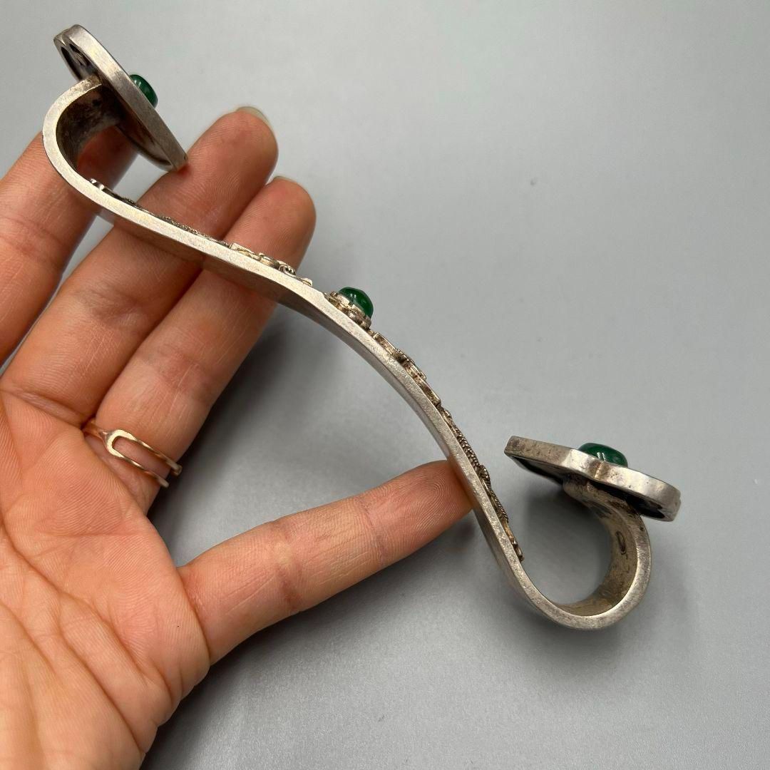 銅 細工 緑宝石双龍戯珠如意 工芸品 装飾品 美術品 置物 - メルカリ