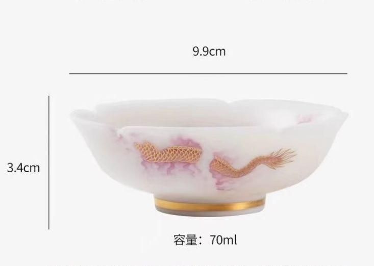 龍鳳主人杯刻字羊脂玉白磁 普