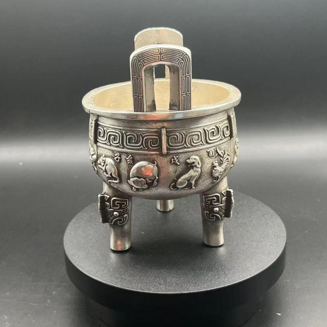 白銅 三足鼎双耳香炉 十二支銅鼎 工芸品 美術品 置物 - メルカリ