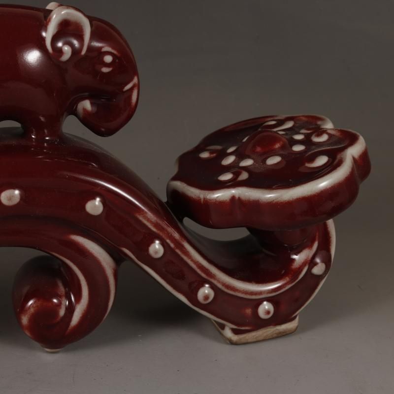 磁器海棠紅釉吉祥如意 置物 鎮宅辟邪 開運風水 招財装飾品 工芸品 美術