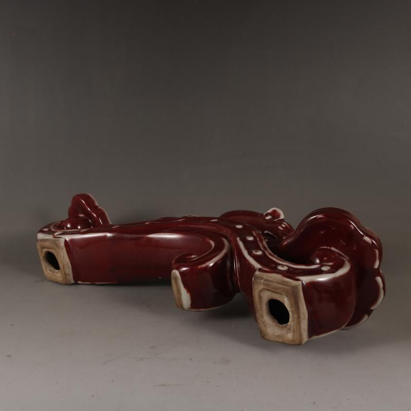 磁器海棠紅釉吉祥如意 置物 鎮宅辟邪 開運風水 招財装飾品 工芸品 美術