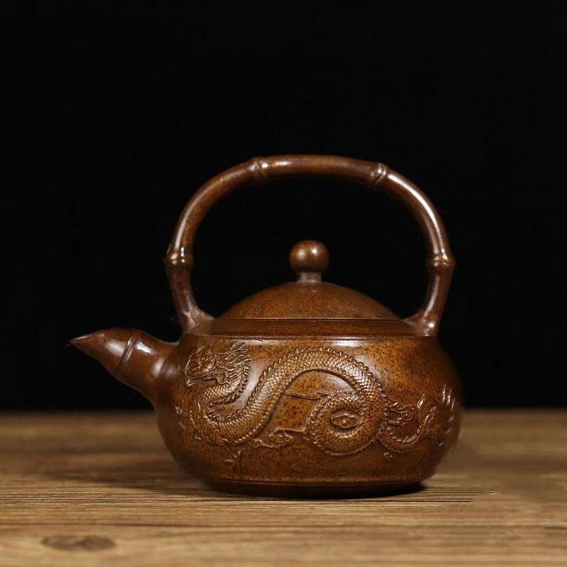 龍鳳提梁壺 茶壺 酒壺 銅壺 工芸物 置物 - メルカリ