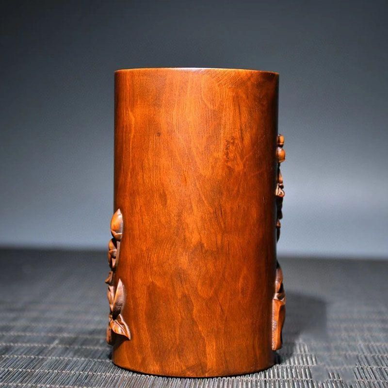 黄楊木 浮彫花鳥 筆筒 筆箱 文房具 置物 - メルカリ