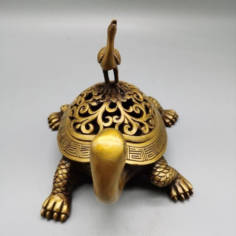 銅器 彫刻 亀鶴香炉 茶道香炉 工芸品 美術品 置物 - メルカリ