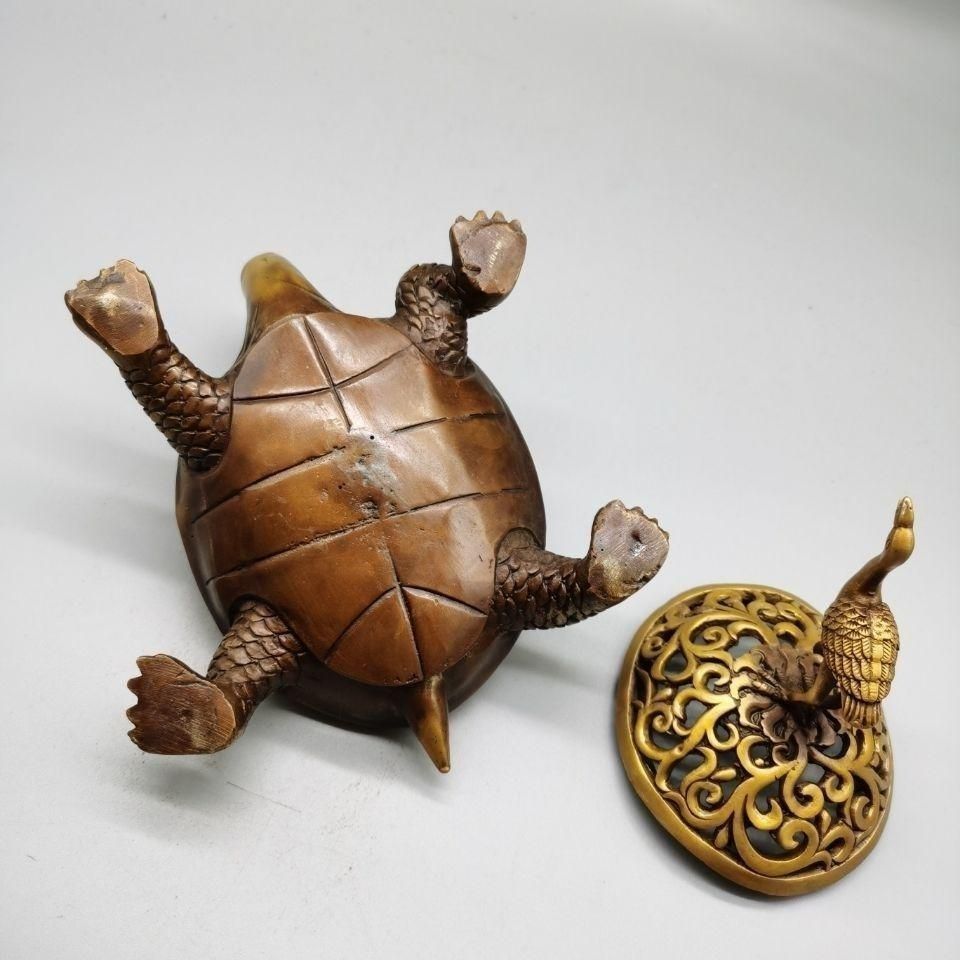 銅器 彫刻 亀鶴香炉 茶道香炉 工芸品 美術品 置物 - メルカリ