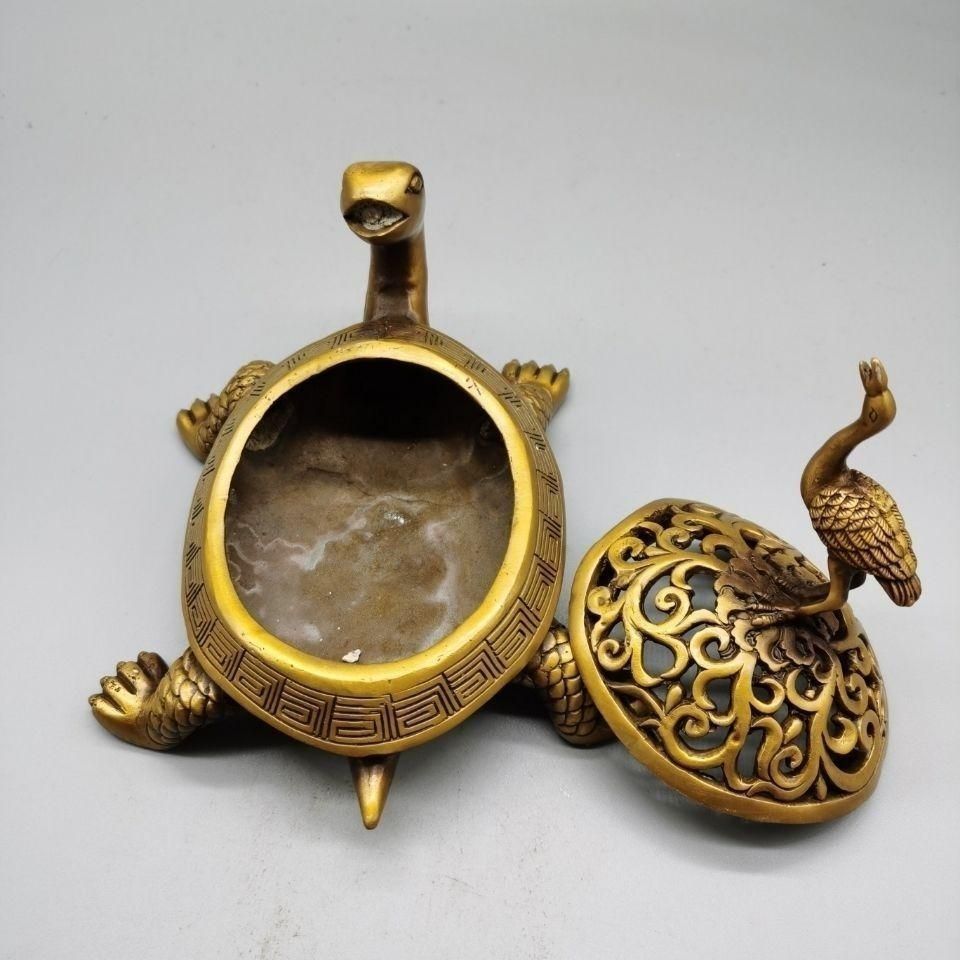 銅器 彫刻 亀鶴香炉 茶道香炉 工芸品 美術品 置物 - メルカリ