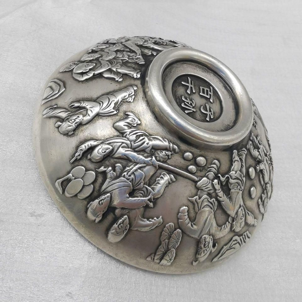 銅 細工 浮彫り百子千孫碗 銅碗 銅器 装飾品 工芸品 美術品 置物