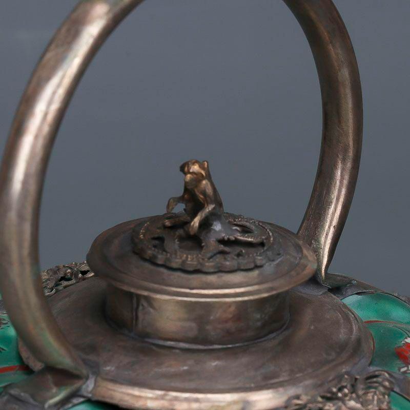 民国粉彩磁器 花図提梁茶壺 酒壺 装飾品 工芸品 置物 - メルカリ