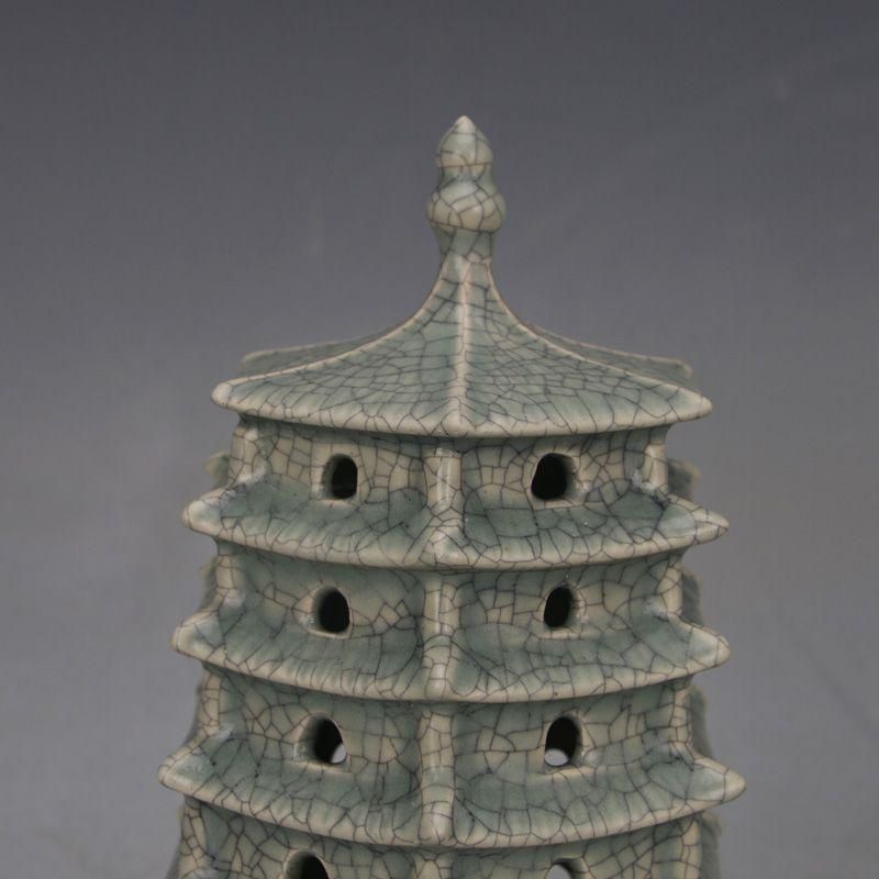 汝窯青釉開片清涼寺宝塔 置物 陶磁器 装飾品 工芸品 美術品 置物 汝窯青釉開片清涼寺宝塔 置物 陶磁器 装飾品 工芸品 美術品 置物