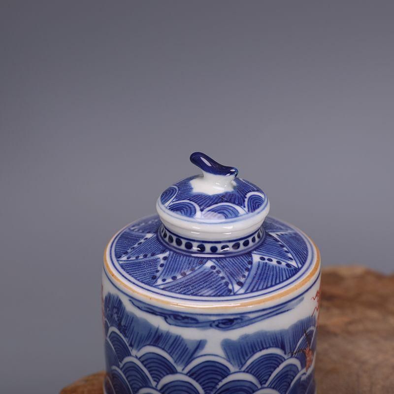 五良大甫青花斗彩海水魚紋茶缶 蓋缶 工芸品 美術品 置物 - メルカリ