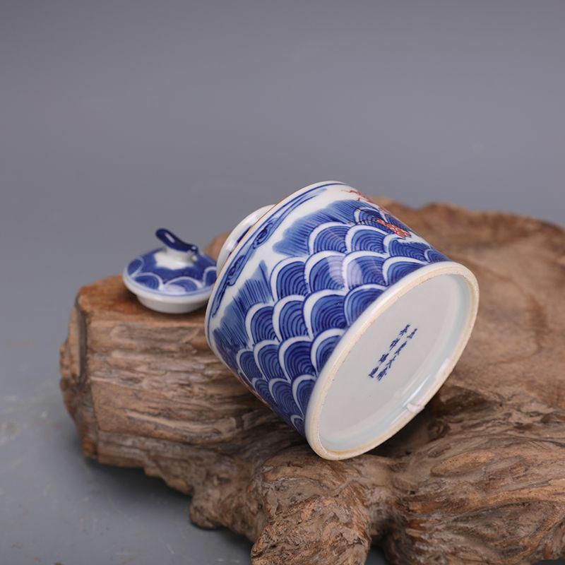 五良大甫青花斗彩海水魚紋茶缶 蓋缶 工芸品 美術品 置物 - メルカリ