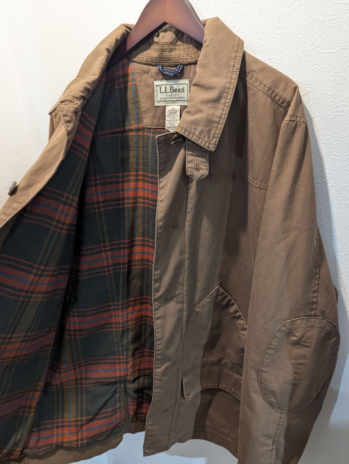 エルエルビーン　スイングトップ　スエード　ブラウン　裏地チェック　美品 L.L.Bean - エルエルビーン スイングトップ スエード風 ブラウン 裏地