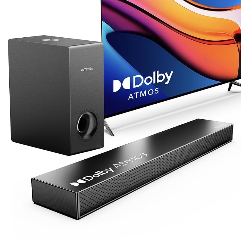 ULTIMEA Dolby Atmos サウンドバー 2.1ch サブウーファー付き HDMI eARC対応 Soundbar 190W 重低音強化型 HDMI eARC AUX 光デジタル Bluetooth5.3対応 ホームシアターPC TV スピーカー