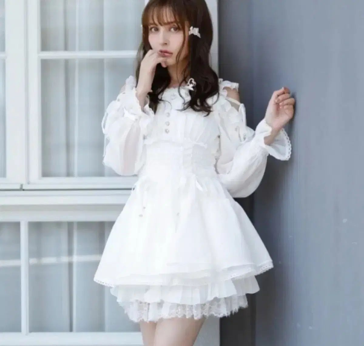 リズリサ シフォン セットアップ 白 量産型地雷系姫ギャル ロリータ