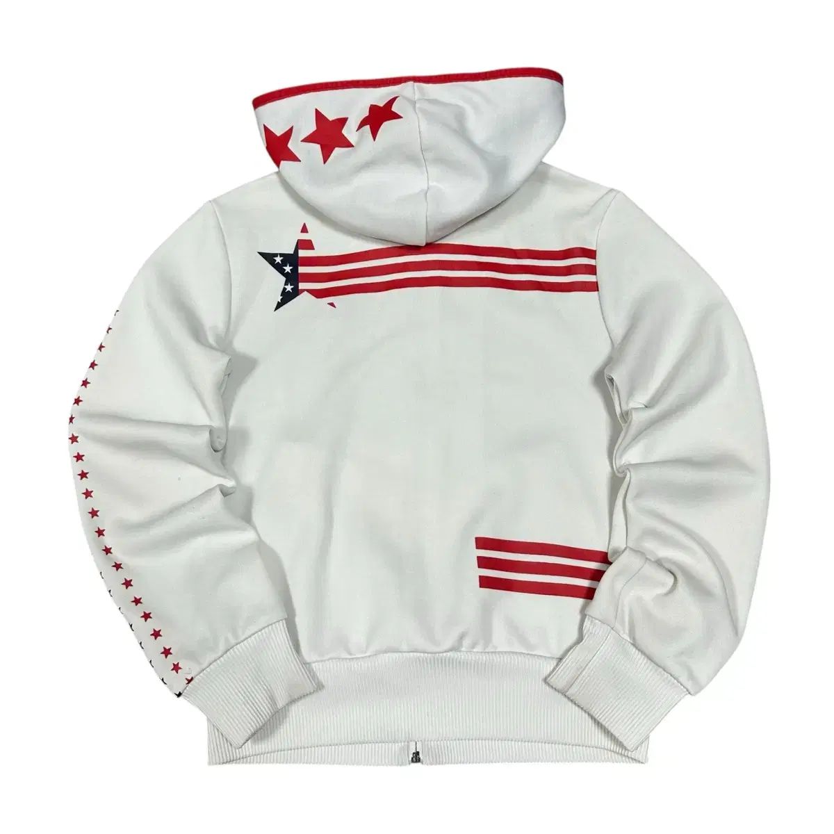 即配 アディダス 白 星条旗 USA フード ジップアップ 物