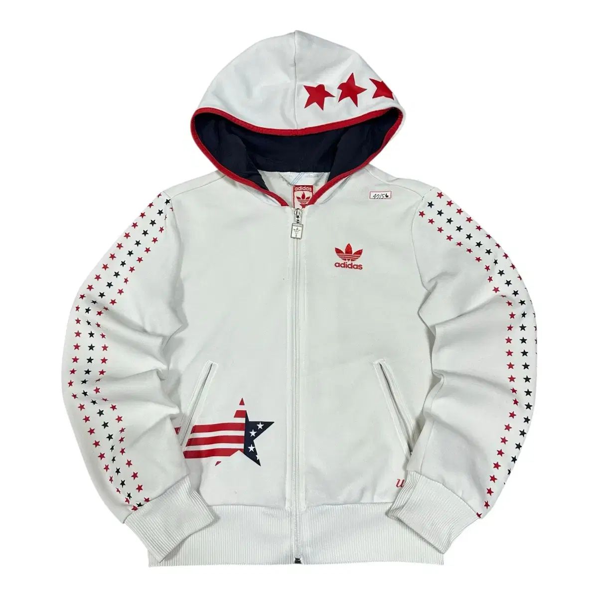 即配 アディダス 白 星条旗 USA フード ジップアップ 物