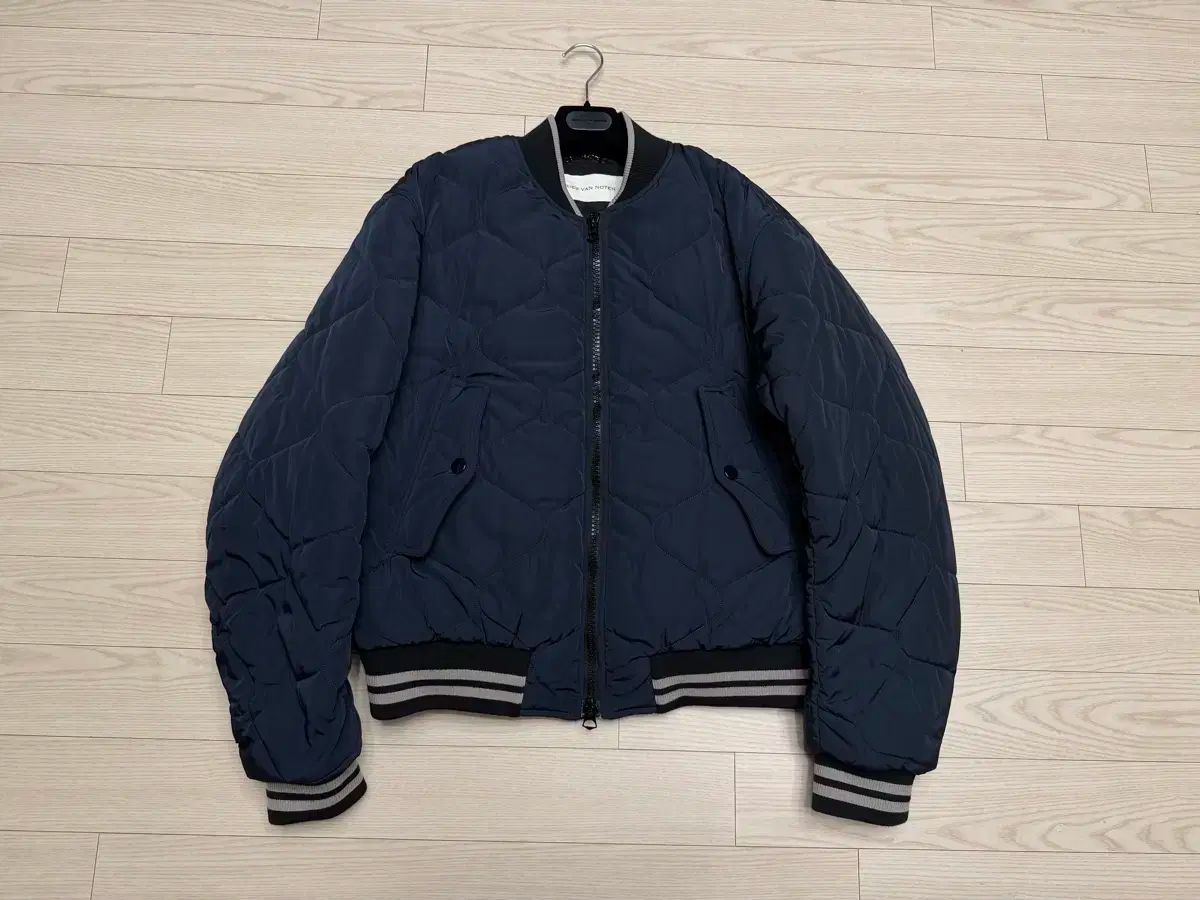 XL ドリス ヴァン ノッテン キルト バッグジッパー ブルゾン ジャケット ネイビー