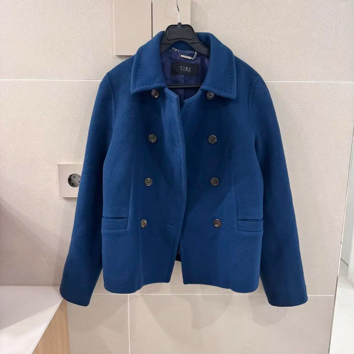 TIME タイム ブルー ショート ハンドメイドコート
