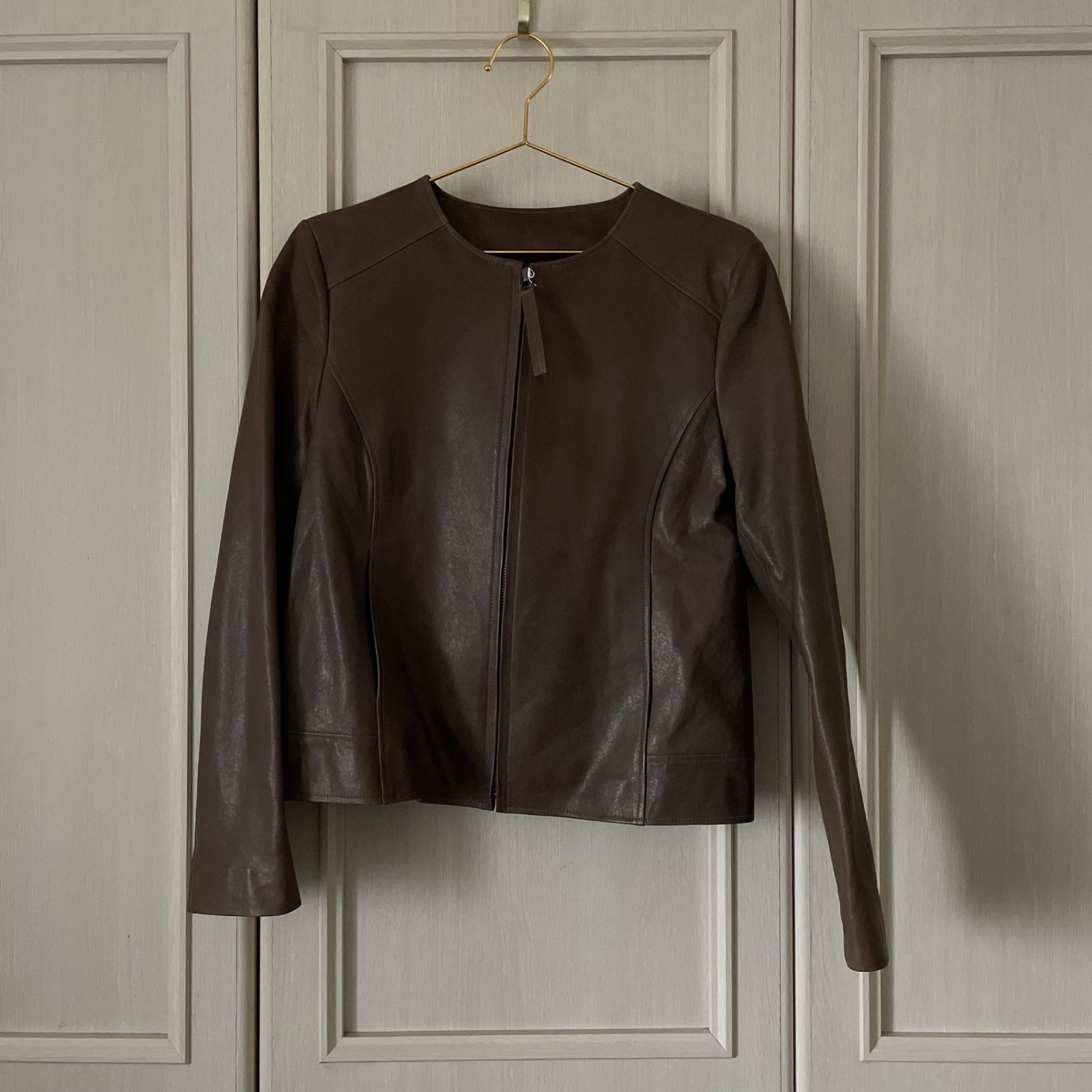 NASCONDINO ITALY leather レザー jacket ジャケット outer アウター ライダース ブラウン brown 茶色 長袖 お呼ばれ デート オフィスカジュアル 食事会 お出かけ 上品