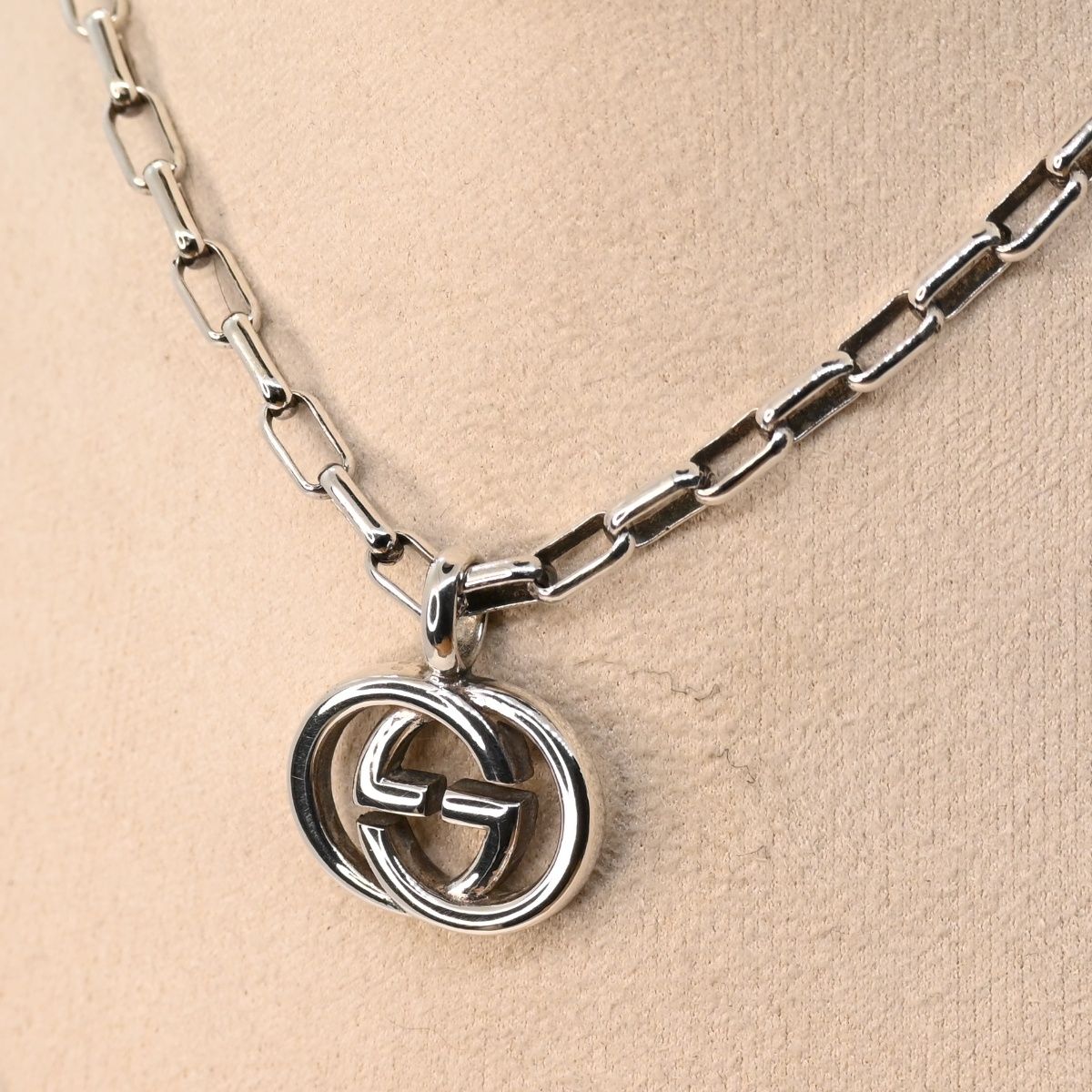 研磨済 GUCCI シルバー インターロッキング ネックレス 長さ50cm Ag925 グッチ