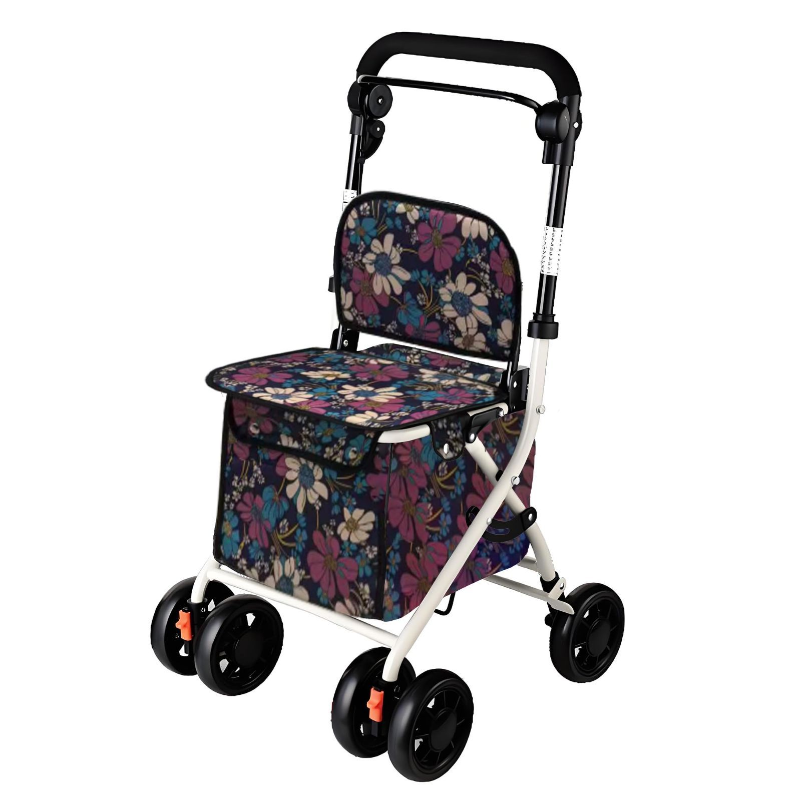 シルバーカー 軽量 コンパクト 高齢者 手押し車 介護 老人 歩行車 折りたたむ 老人 座れる 歩行補助 3段高さ調節 花
